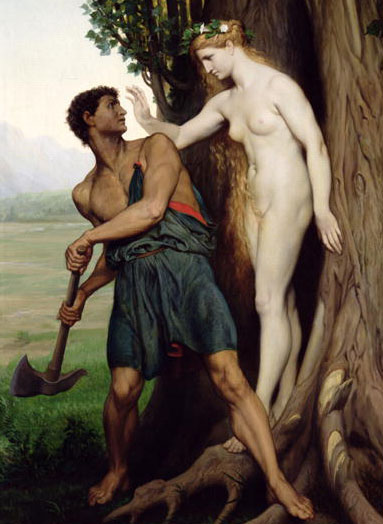 Le Bûcheron et l'Hamadryade Aïgeïros, par Émile Bin (1870)