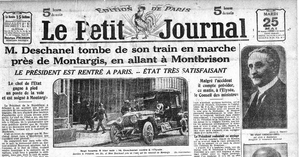 Paul Deschanel tombe du train - Une du Petit Journal