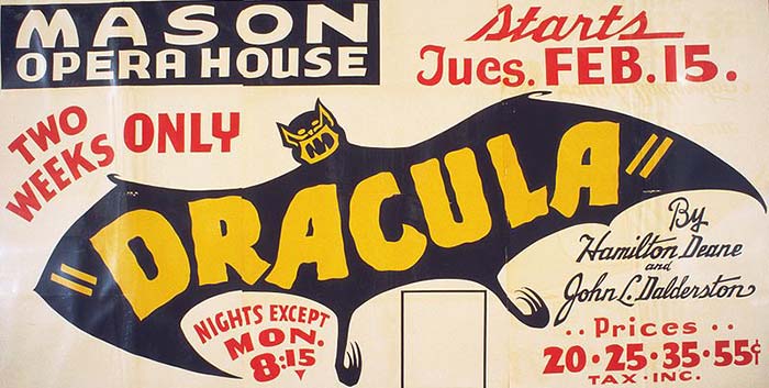 Affiche d'une production américaine de Dracula par Hamilton Deane et John L. Balderston
