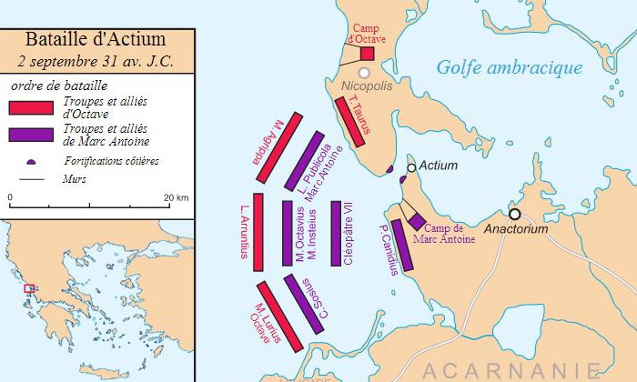 Carte de la bataille d'Actium
