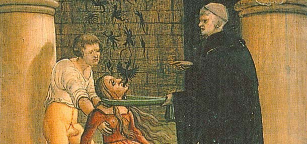 Exorcisme - sortie des démons par la bouche, 1519