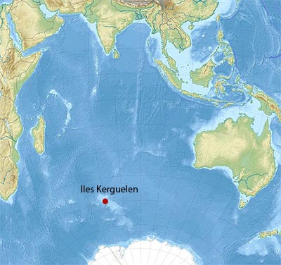 Localisation des îles Kerguelen dans l'Océan Indien