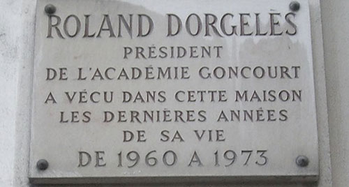 Plaque Roland Dorgelès