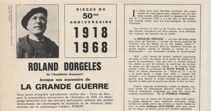 Roland Dorgelès, souvenirs de la Grande Guerre