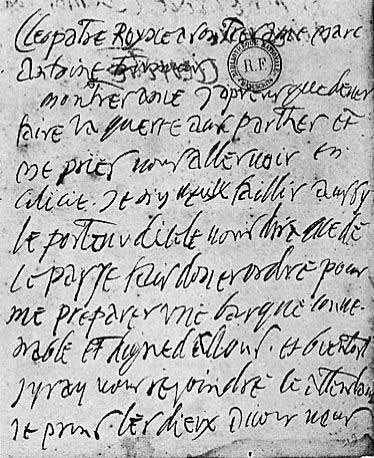 Lettre de Cléopatre à Marc-Antoine