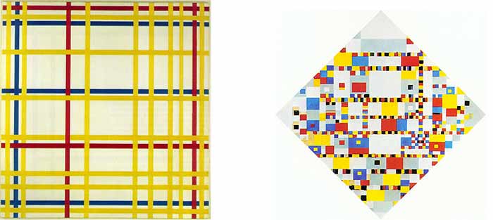 New-York City et Victory boogie-Woogie de Piet Mondrian