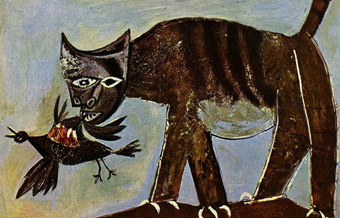 Picasso-chat-saisissant-un-oiseau