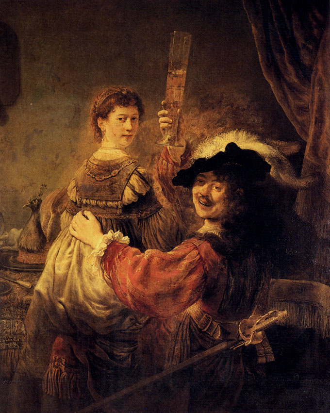 Autoportrait avec Saskia, première partie de la parabole du fils prodigue, Rembrandt
