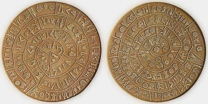 Recto et verso du disque de Phaistos