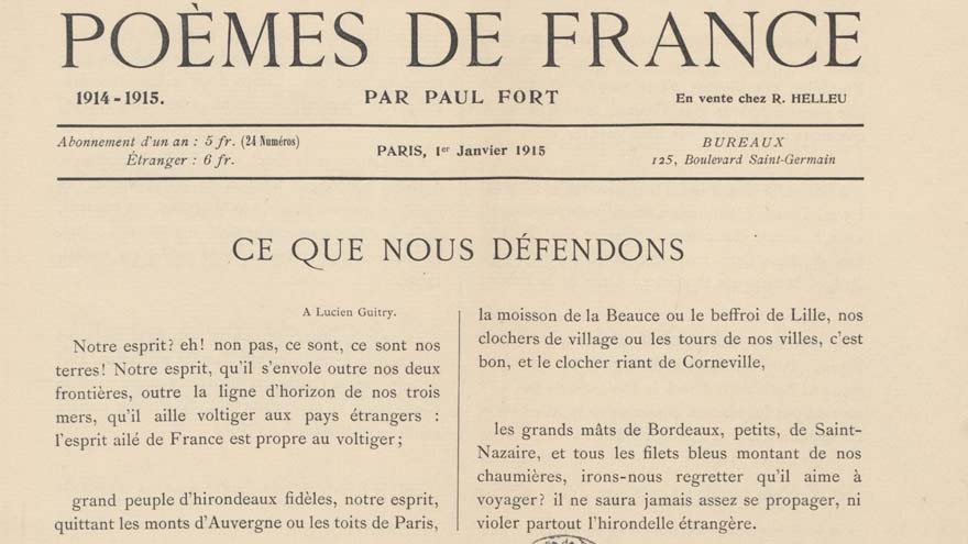 Poème de France, revue dirigée par Paul Fort pendant la première Guerre Mondiale