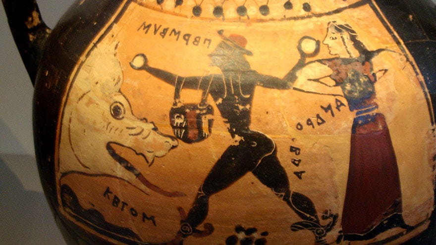 Persée délivrant Andromède du monstre marin, vase corinthien, Altes Museum de Berlin 